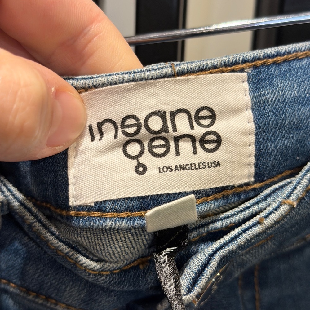 Insane Gene Women's Distressed‎ Blue Skinny Jeans - Picture 3 of 5
